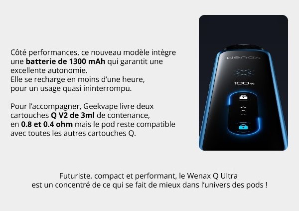 performance du kit wenax q ultra de geekvape